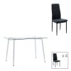 200 001157 Dining table set of 5 pieces Julita-Parker pakoworld madf in black-natural color D80x73cmIndoor furniture > Dinning sets