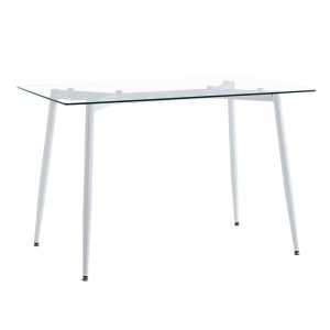 200 001157 4 Dining table set of 5 pieces Quana-Parker pakoworld clear glass-black color leg 120x70x75cmIndoor furniture > Dinning sets
