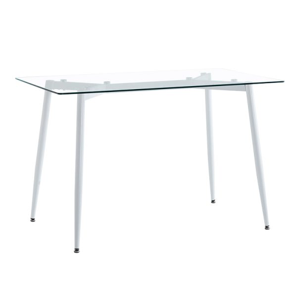 200 001157 4 Dining table set of 5 pieces Quana-Parker pakoworld clear glass-black color leg 120x70x75cmIndoor furniture > Dinning sets