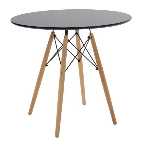 200 001158 4 Dining table set of 5 pieces Julita-Parker pakoworld madf in black-natural color D80x73cmIndoor furniture > Dinning sets