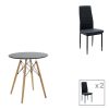 200 001159 Dining table set of 5 pieces Julita-Parker pakoworld madf in black-natural color D80x73cmIndoor furniture > Dinning sets