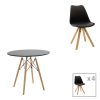 200 001166 Dining table Natali-Julita pakoworld set of 3 pcs MDF black-natural legs 80x80x76cmIndoor furniture > Dinning sets