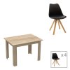 200 001169 Dining table Natali-Julita pakoworld set of 3 pcs MDF black-natural legs 80x80x76cmIndoor furniture > Dinning sets