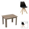 200 001170 Dining table set of 3 pieces Natali-Caron pakoworld mdf in black--natural color 80x80x76cmIndoor furniture > Dinning sets