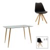 200 001175 Dining table set of 5 pieces Chloe-Parker pakoworld glass in dark grey-natural color 120x70x75cmIndoor furniture > Dinning sets