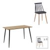200 001176 Dining table set of 5 pieces Natali-Aurora I pakoworld in black-natural color 120x80x76cmIndoor furniture > Dinning sets