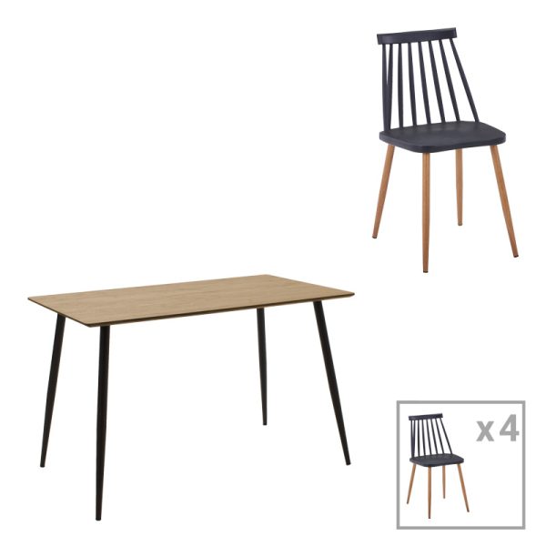 200 001176 Dining table set of 5 pieces Cuba-Aurora I pakoworld in sonoma-black color 120x70x76cmIndoor furniture > Dinning sets