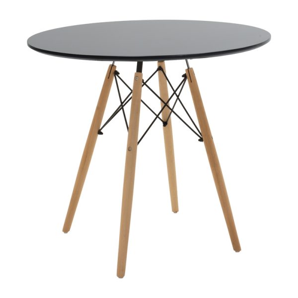 200 001179 4 Dining table set of 5 pieces Julita-Aurora I pakoworld in black-natural color D80x73cmIndoor furniture > Dinning sets