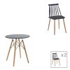 200 001181 Dining table Natali-Julita pakoworld set of 3 pcs MDF black-natural legs 80x80x76cmIndoor furniture > Dinning sets