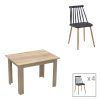 200 001183 Dining table Natali-Julita pakoworld set of 3 pcs MDF black-natural legs 80x80x76cmIndoor furniture > Dinning sets