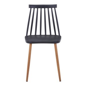 200 001187 3 Dining table Chloe-Aurora I pakoworld set of 5 pieces glass 8mm anthracite - natural-black leg 120x70x75cmIndoor furniture > Dinning sets