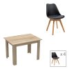 200 001189 Dining table set of 5 pieces Chloe-Parker pakoworld glass in dark grey-natural color 120x70x75cmIndoor furniture > Dinning sets