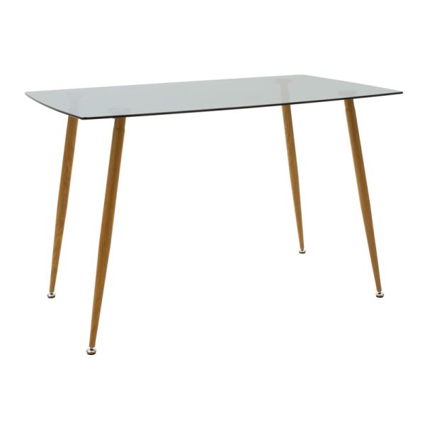 200 001193 4 Chloe -Gaston pakoworld dining table set of 5 pieces, 8mm anthracite glass - natural leg 120x70x75cmIndoor furniture > Dinning sets