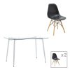 200 001197 Dining table set of 5 pieces Natali-Aurora I pakoworld in black-natural color 120x80x76cmIndoor furniture > Dinning sets