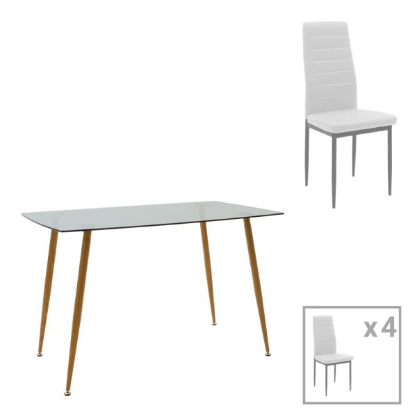 200 001209 Dining table Cuba-Parker pakoworld set of 5 pieces sonoma-white 120x80x75cmIndoor furniture > Dinning sets