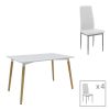 200 001210 Julita-Caron pakoworld dining table set of 5 white mdf - natural color legs Φ60x73cmIndoor furniture > Dinning sets