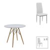 200 001212 Dining table Natali-Caron pakoworld set of 5 pcs MDF white-natural legs 120x80x76cmIndoor furniture > Dinning sets