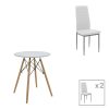 200 001213 Dining table Natali-Caron pakoworld set of 3 pcs MDF white-natural legs 80x80x76cmIndoor furniture > Dinning sets