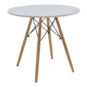 200 001219 4 Julita-Caron pakoworld dining table set of 5 white MDF-natural legs Φ80x73cmIndoor furniture > Dinning sets