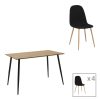 200 001220 Dining table set of 5 pieces Julita-Bella pakoworld mdf in black-natural color D80x73cmIndoor furniture > Dinning sets