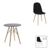 200 001225 Dining table set of 5 pieces Chloe-Bella pakoworld 8mm glass- natural color leg 120x70x75cmIndoor furniture > Dinning sets