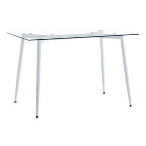 200 001226 4 Dining table set of 5 pieces Quana-Bella pakoworld clear glass and black metal leg 120x70x75cmIndoor furniture > Dinning sets