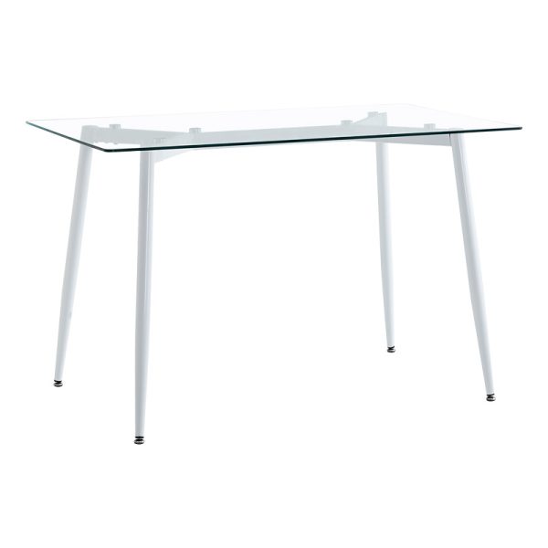 200 001226 4 Dining table set of 5 pieces Quana-Bella pakoworld clear glass and black metal leg 120x70x75cmIndoor furniture > Dinning sets