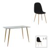 200 001231 Dining table Natali-Parker pakoworld set of 3 pcs MDF white-natural legs 80x80x76cmIndoor furniture > Dinning sets