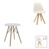 200 001232 Chloe-Julita pakoworld dining table set of 5 pieces, 8mm anthracite glass - natural leg 120x70x75cmIndoor furniture > Dinning sets