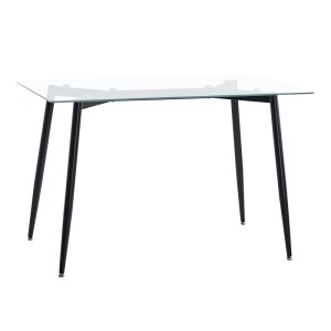 200 001233 4 Quana-Caron pakoworld dining table set of 5 pieces glass 8mm transparent - white leg 120x70x75cmIndoor furniture > Dinning sets