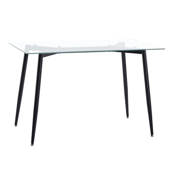 200 001233 4 Quana-Caron pakoworld dining table set of 5 pieces glass 8mm transparent - white leg 120x70x75cmIndoor furniture > Dinning sets