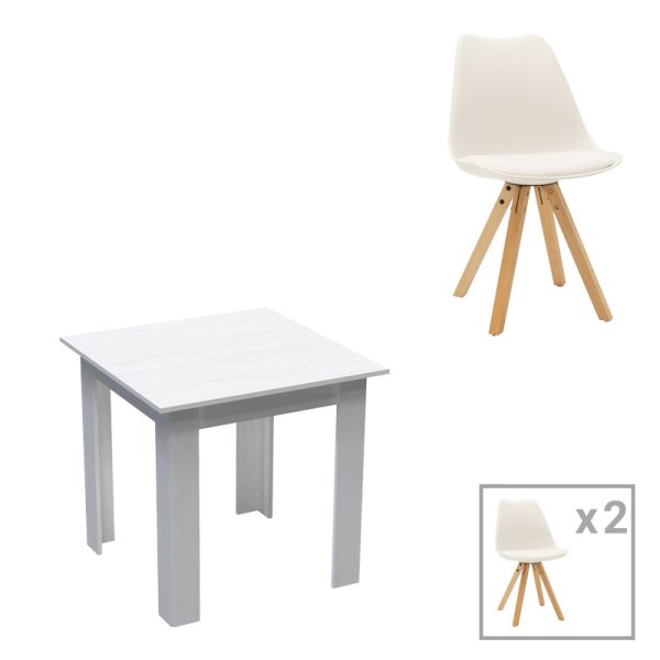 200 001235 Dining table Manka I-Caron pakoworld set of 3 pieces in white 80x80x77cmIndoor furniture > Dinning sets