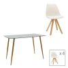200 001236 Julita-Caron pakoworld dining table set of 5 white MDF-natural legs Φ80x73cmIndoor furniture > Dinning sets