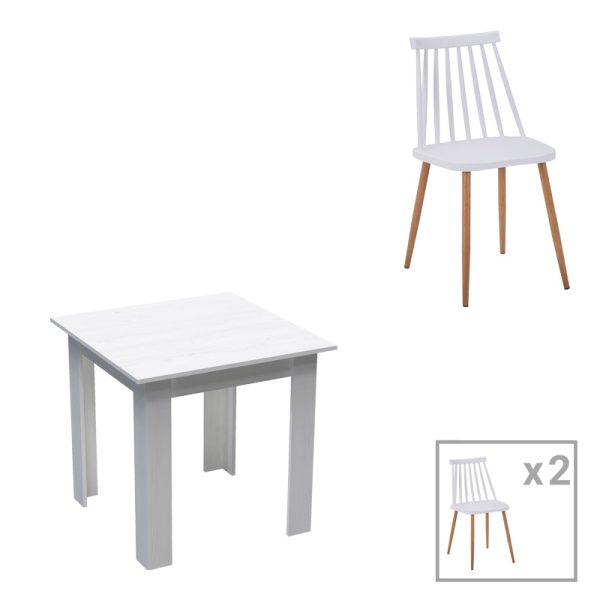 200 001239 Dining table Manka I-Aurora I pakoworld set of 3 pieces in white shade 80x80x77cmIndoor furniture > Dinning sets