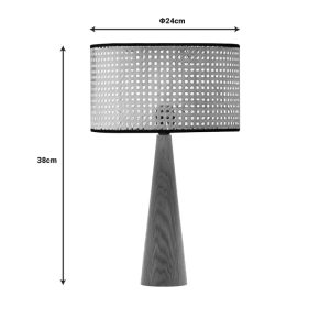202 000130 2 Table lamp Retroa pakoworld beech wood and pe rattan in natural color D24x38cmLighting > Table