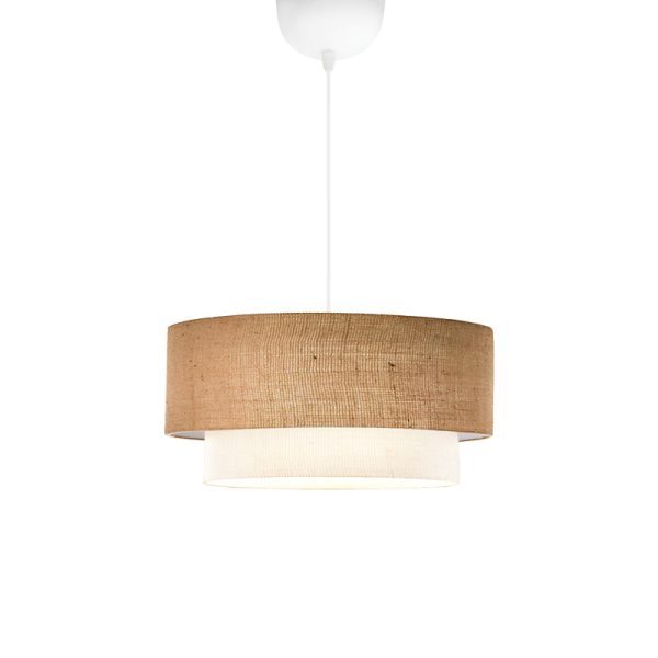 202 000131 Ceiling lamp Sombre pakoworld jute and fabric in beige-ecru color D30x15cmLighting > Ceiling