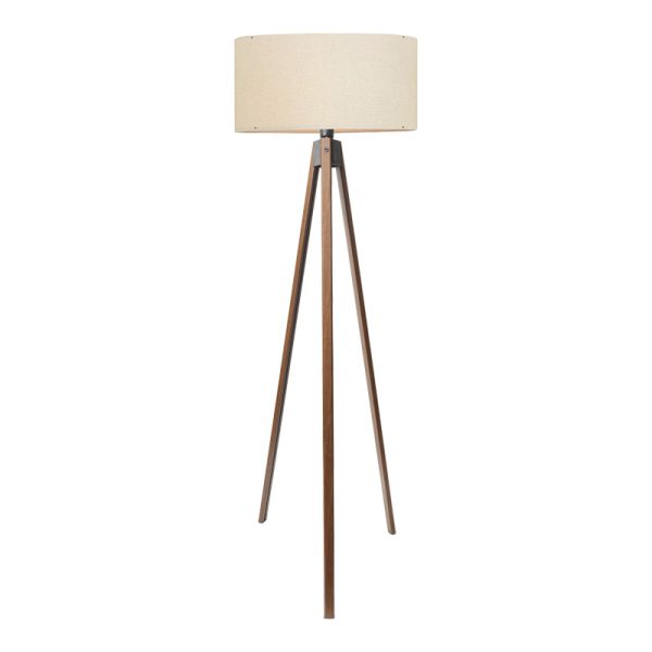 202 000172 Floor lamp PWL-1059 pakoworld E27 in cream-walnut shade D38x140cmLighting > Floor
