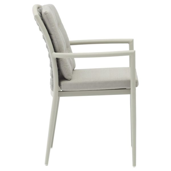 216 000008 3 Armchair Moritz pakoworld aluminum gray rope-beige cushionOutdoor furniture > Garden armchairs
