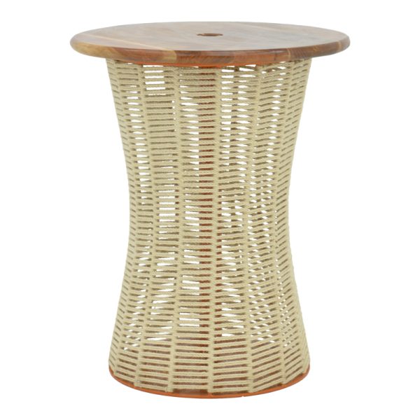 220 000017 Table Lemelo pakoworld metal-sal wood-jute in ecru shade Φ61x76cmOutdoor furniture > Umbrellas bases