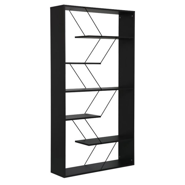 225 000033 Bookcase Tars pakoworld dark grey-black 84x24x157cmIndoor furniture > Bookshelves