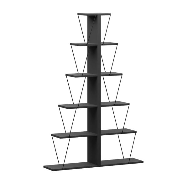 225 000041 Bookcase mini Tars pakoworld dark grey-black130x22x146cmIndoor furniture > Bookshelves