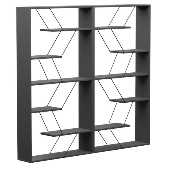 225 000044 Bookcase Tars pakoworld dark grey-black 168x24x157cmIndoor furniture > Bookshelves