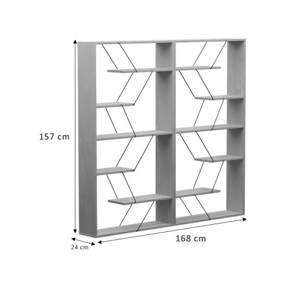 225 000045 3 Bookcase Tars pakoworld grey-white 168x24x157cmIndoor furniture > Bookshelves