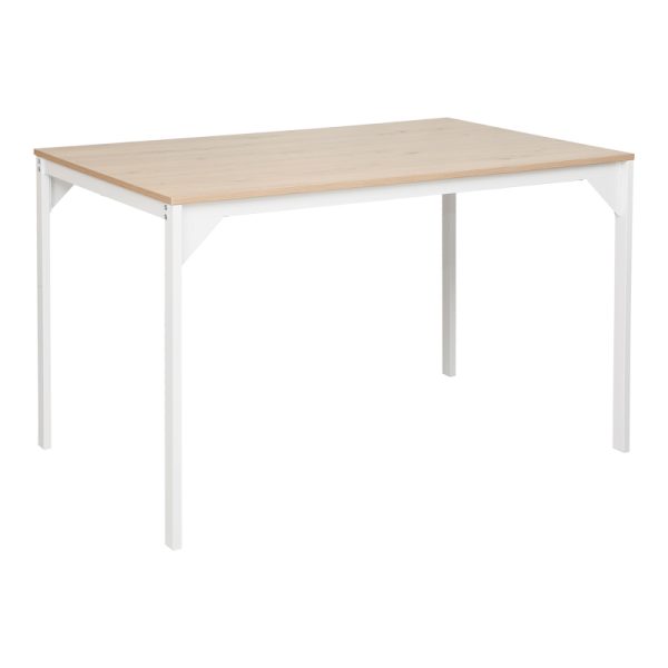 225 000056 Chan pakoworld melamine table in oak shade with white metal leg 120x75x75cmIndoor furniture > Dining Tables