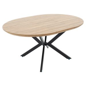 235 000004 2 Dining table Lydia pakoworld MDF expandable in walnut-black color 120-160x120x79cmIndoor furniture > Dining Tables