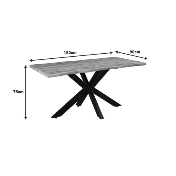 235 000021 4 Table Gilman pakoworld MDF in sonoma--black color 150x90x75cmIndoor furniture > Dining Tables