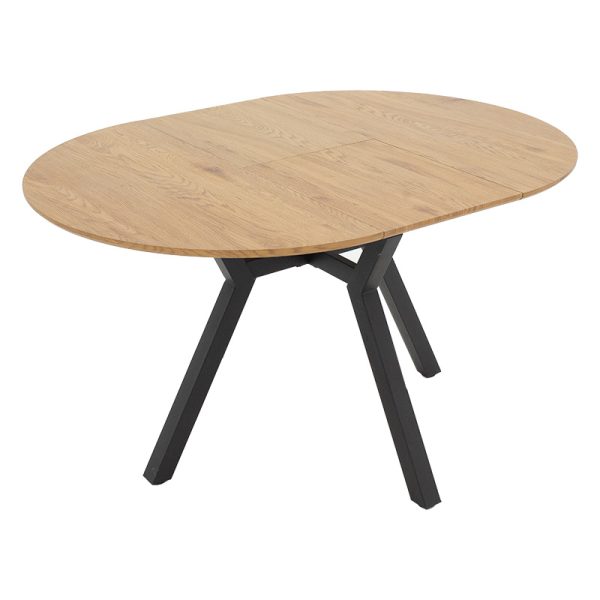 235 000023 4 Extendable Table Frances pakoworld MDF in sonoma-black color 100-140x100x75cmIndoor furniture > Dining Tables