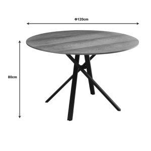 235 000036 3 Cerco pakoworld sonoma mdf table and black metal leg Φ120x75cmIndoor furniture > Dining Tables