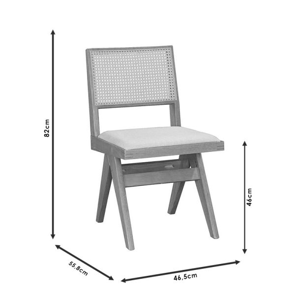 247 000003 3 Winslow pakoworld chair rubberwood black-pvc rattan matiral-grey fabricIndoor furniture > Chairs
