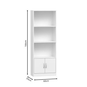 248 000016 4 Bookcase Negan pakoworld white melamine 60x29x166cmIndoor furniture > Bookshelves